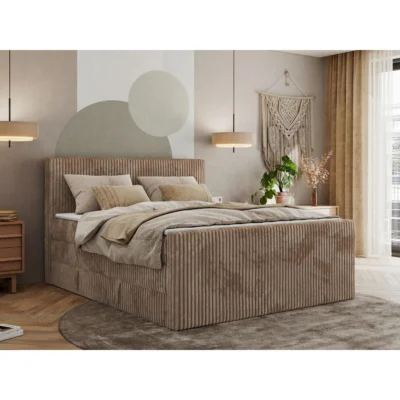 MKS Boxspringbett TILIANO KING DUO in Braun, Liegefläche 140x200 cm – mit Bettkasten, Taschenfederkern